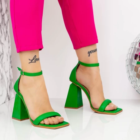 Sandale Dama cu Toc gros 2KV70 Verde » MeiMall.Ro