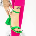 Sandale Dama cu Toc gros 2KV70 Verde » MeiMall.Ro