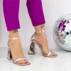 Sandale Dama cu Toc gros 2KV70 Argintiu Mei