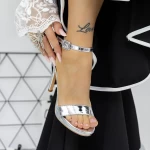 Sandale Dama cu Toc subtire 2XKK90 Argintiu » MeiMall.Ro