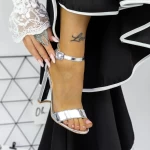 Sandale Dama cu Toc gros 2XKK91 Argintiu » MeiMall.Ro
