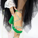 Sandale Dama cu Toc gros si Platforma 2XKK100 Verde » MeiMall.Ro