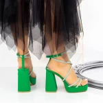 Sandale Dama cu Toc gros si Platforma 2XKK100 Verde » MeiMall.Ro
