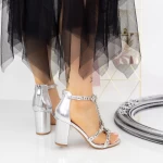 Sandale Dama cu Toc gros 2XKK117 Argintiu » MeiMall.Ro