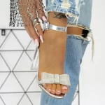 Sandale Dama cu Toc gros 2XKK51 Argintiu » MeiMall.Ro