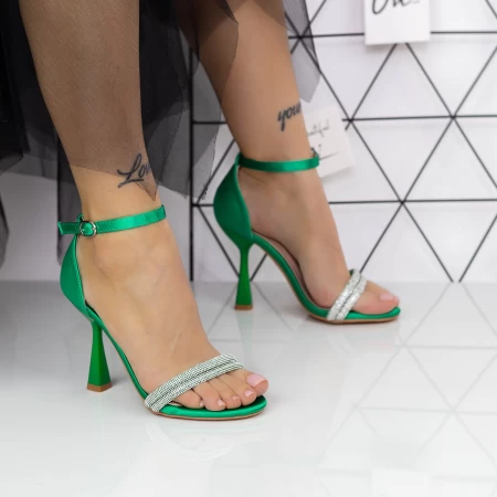 Sandale Dama cu Toc subtire 2XKK105 Verde » MeiMall.Ro