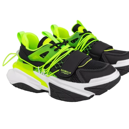 Pantofi Sport Barbati 8869 Negru-Verde » MeiMall.Ro