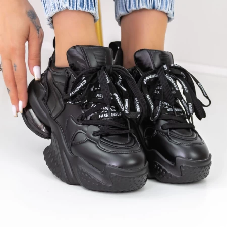 Pantofi Sport Dama cu Platforma 9915 Negru » MeiMall.Ro
