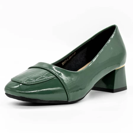 Pantofi cu Toc gros TP377-1 Verde » MeiMall.Ro