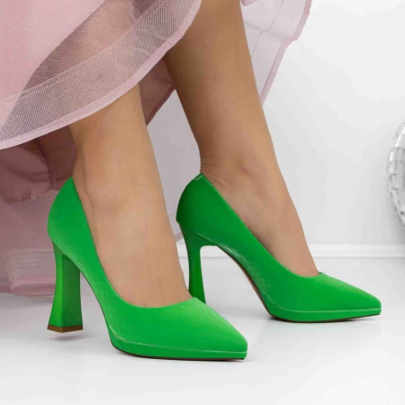 Pantofi cu Toc gros 3DC33 Verde » MeiMall.Ro
