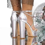 Sandale Dama cu Toc Gros 3KV35 Argintiu » MeiMall.Ro
