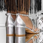 Sandale Dama cu Toc gros 3XKK106 Argintiu » MeiMall.Ro