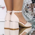 Sandale Dama cu Toc Gros 3GZ50 Bej » MeiMall.Ro