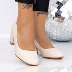 Pantofi cu Toc gros XKK251 Bej » MeiMall.Ro