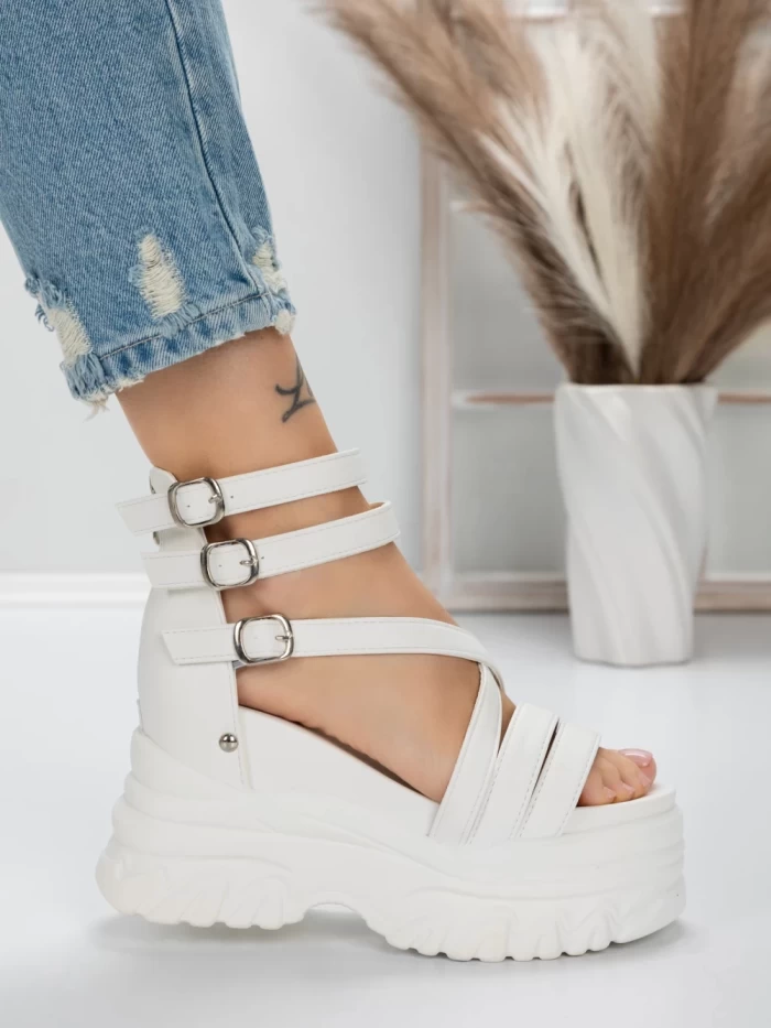 Sandale Dama cu Platforma 5WL9 Alb | Mei » MeiMall.Ro
