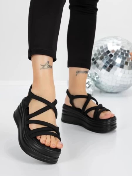 Sandale Dama cu Platforma 5H26 BLACK | MEI