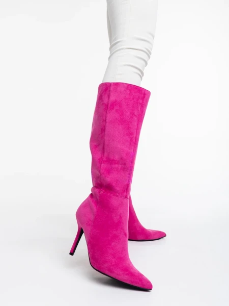 Cizme dama fucsia din material textil Aleksandra