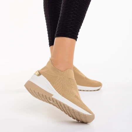 Pantofi sport dama bej din material textil Misima