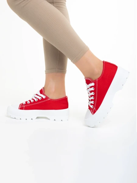 Tenisi dama rosii din material textil Valorie