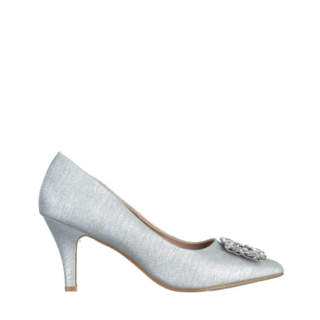 Pantofi dama argintii din material textil Rylie