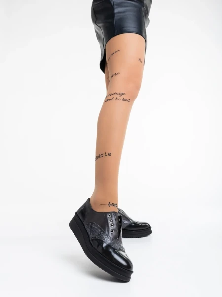 Pantofi casual dama negri din piele naturala Enriqua