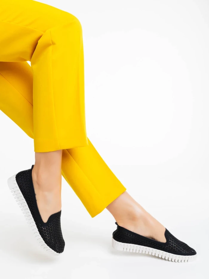 Espadrile dama negre din piele ecologica Luisa