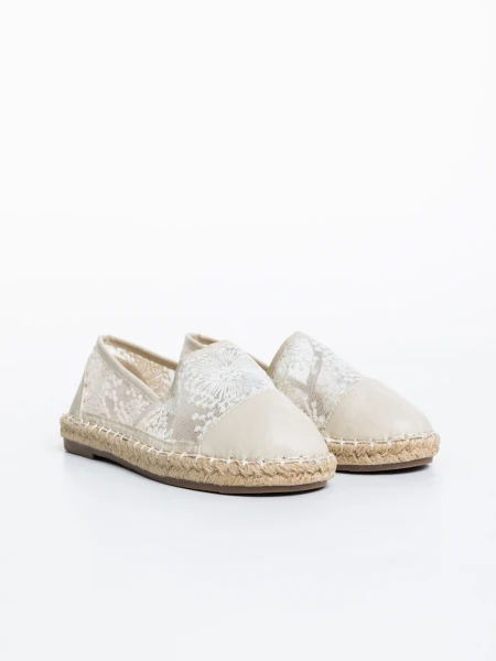 Espadrile copii bej din piele ecologica si material textil Erma