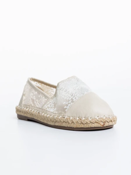 Espadrile copii bej din piele ecologica si material textil Erma
