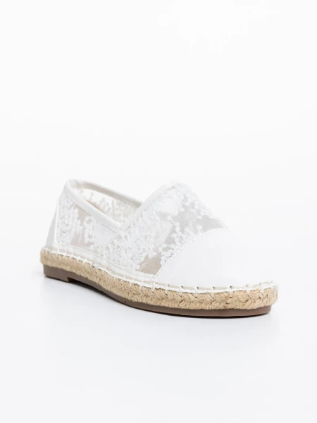 Espadrile copii albe din piele ecologica si material textil Erma