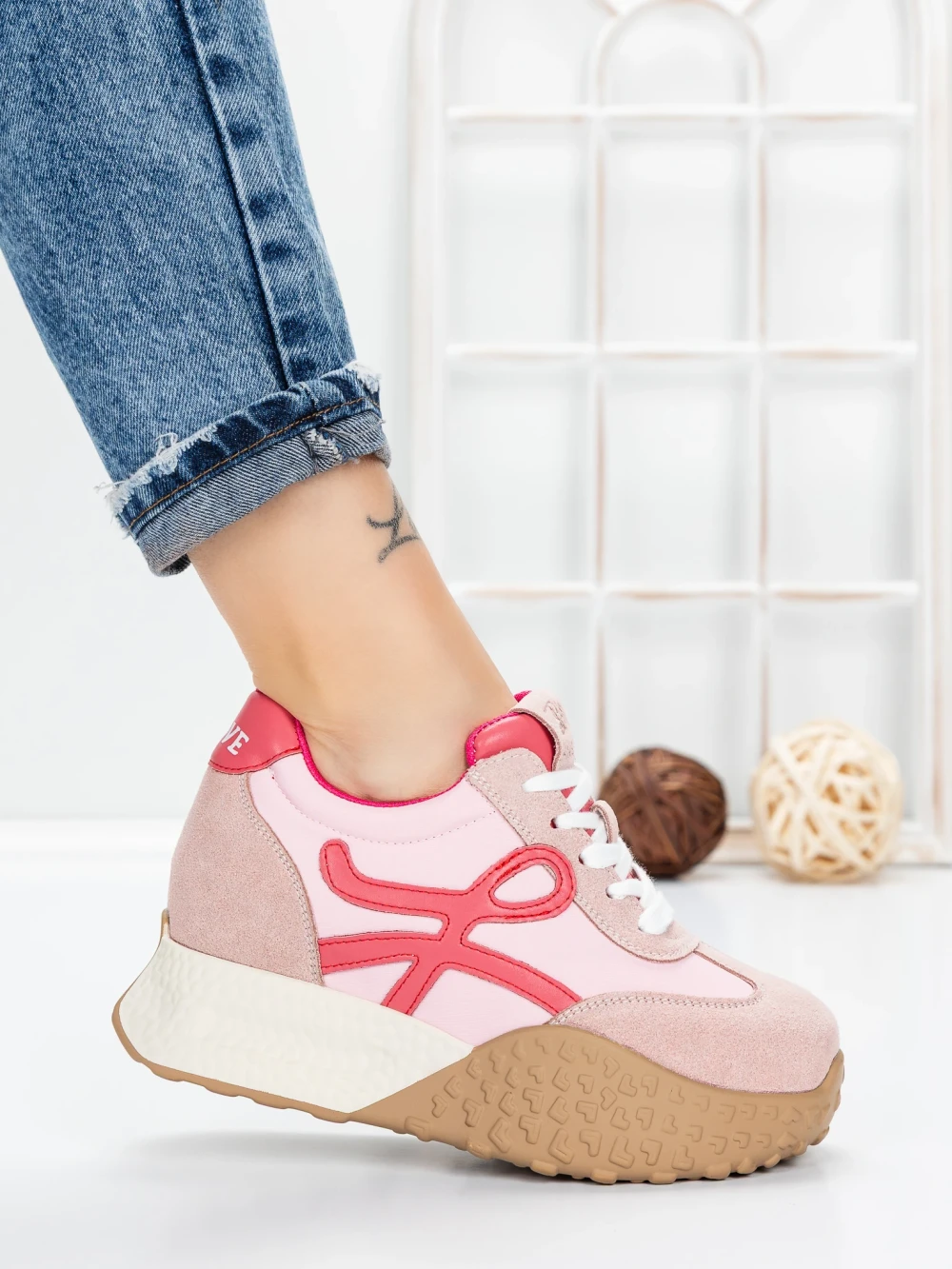 Pantofi Sport Dama cu Platforma 3A1 Roz | Mei