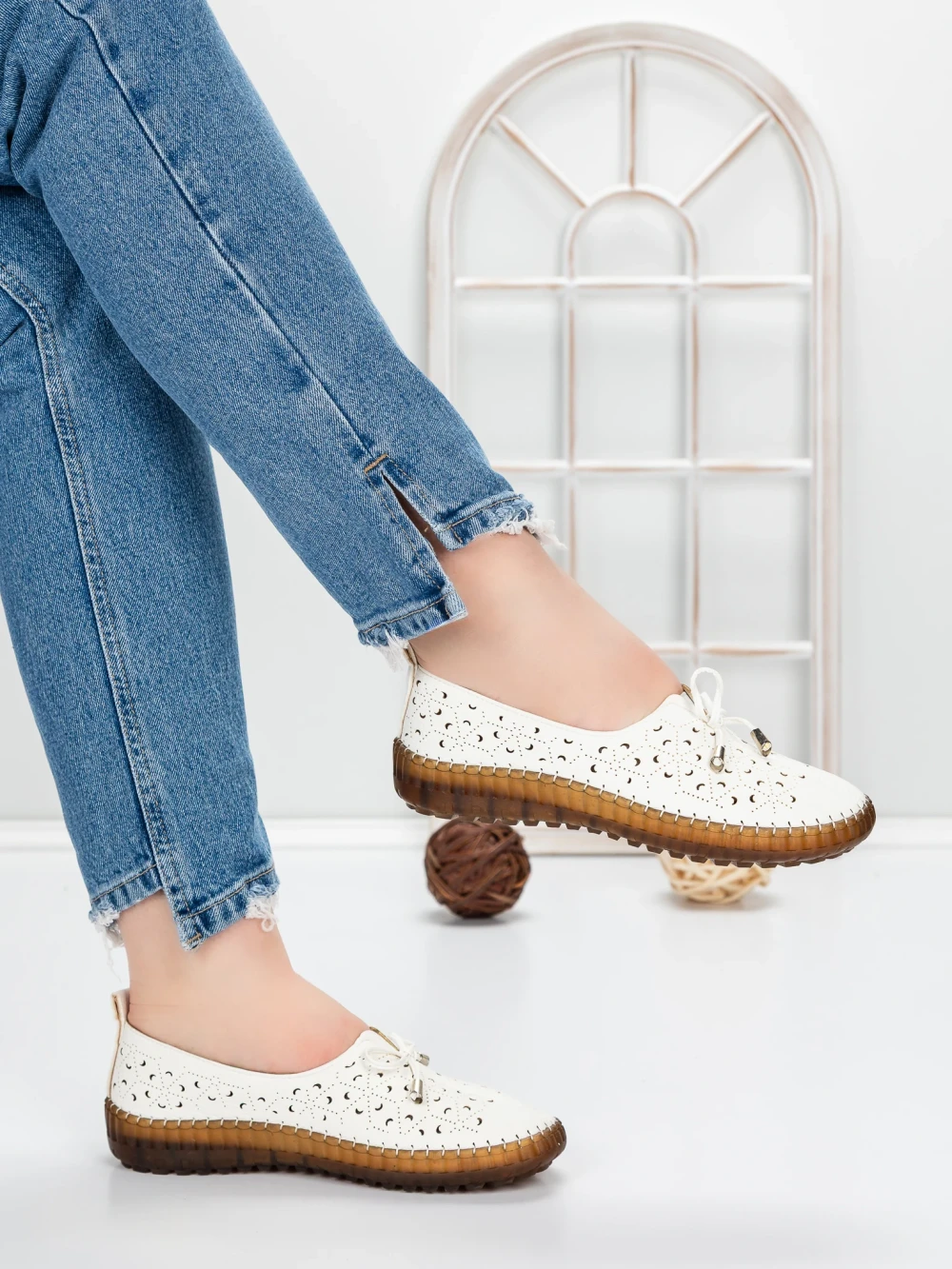 Balerini Dama 5XJ97 Alb | Mei