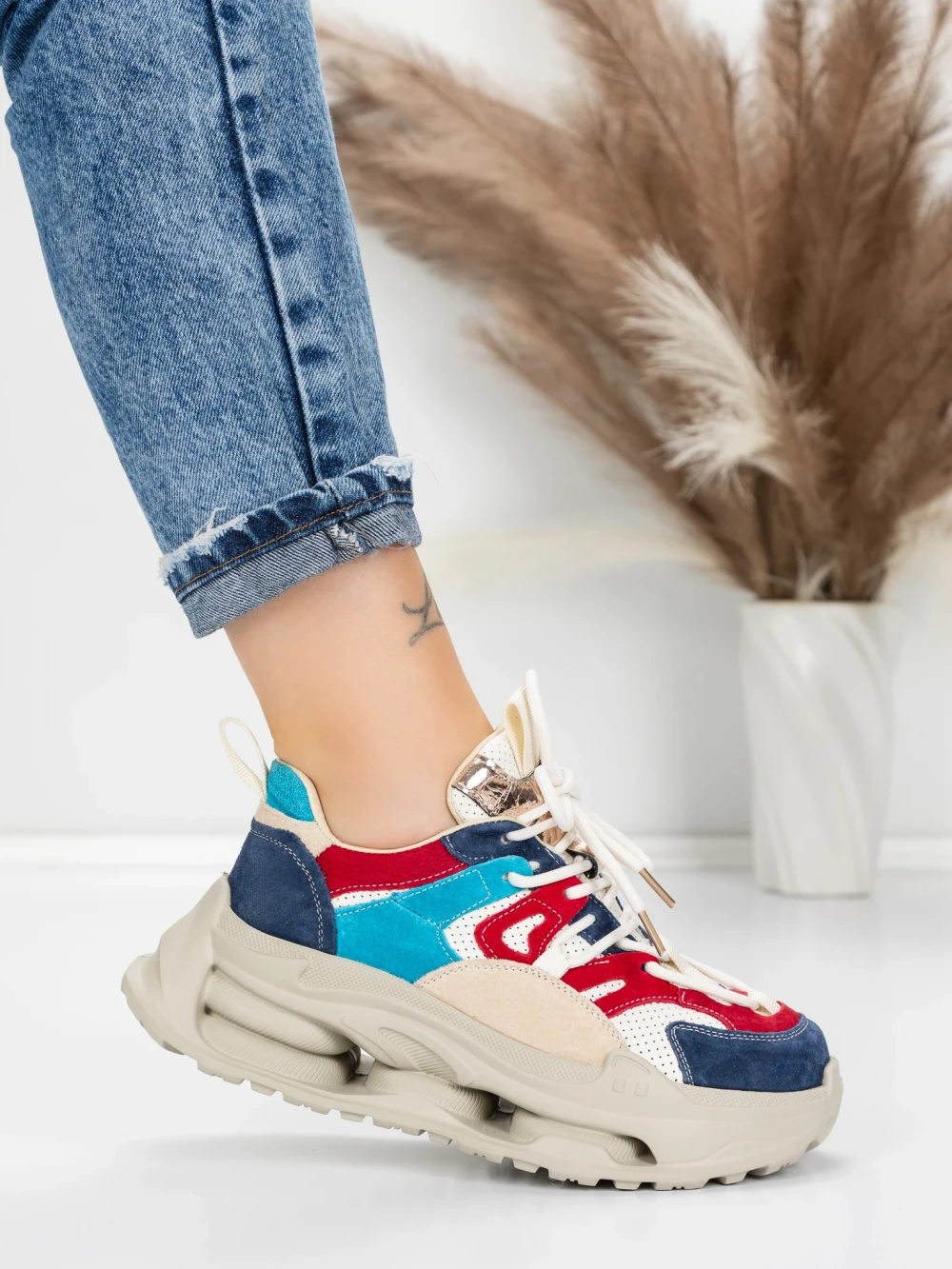 Pantofi Sport Dama din piele naturala 36899 Albastru | Advancer