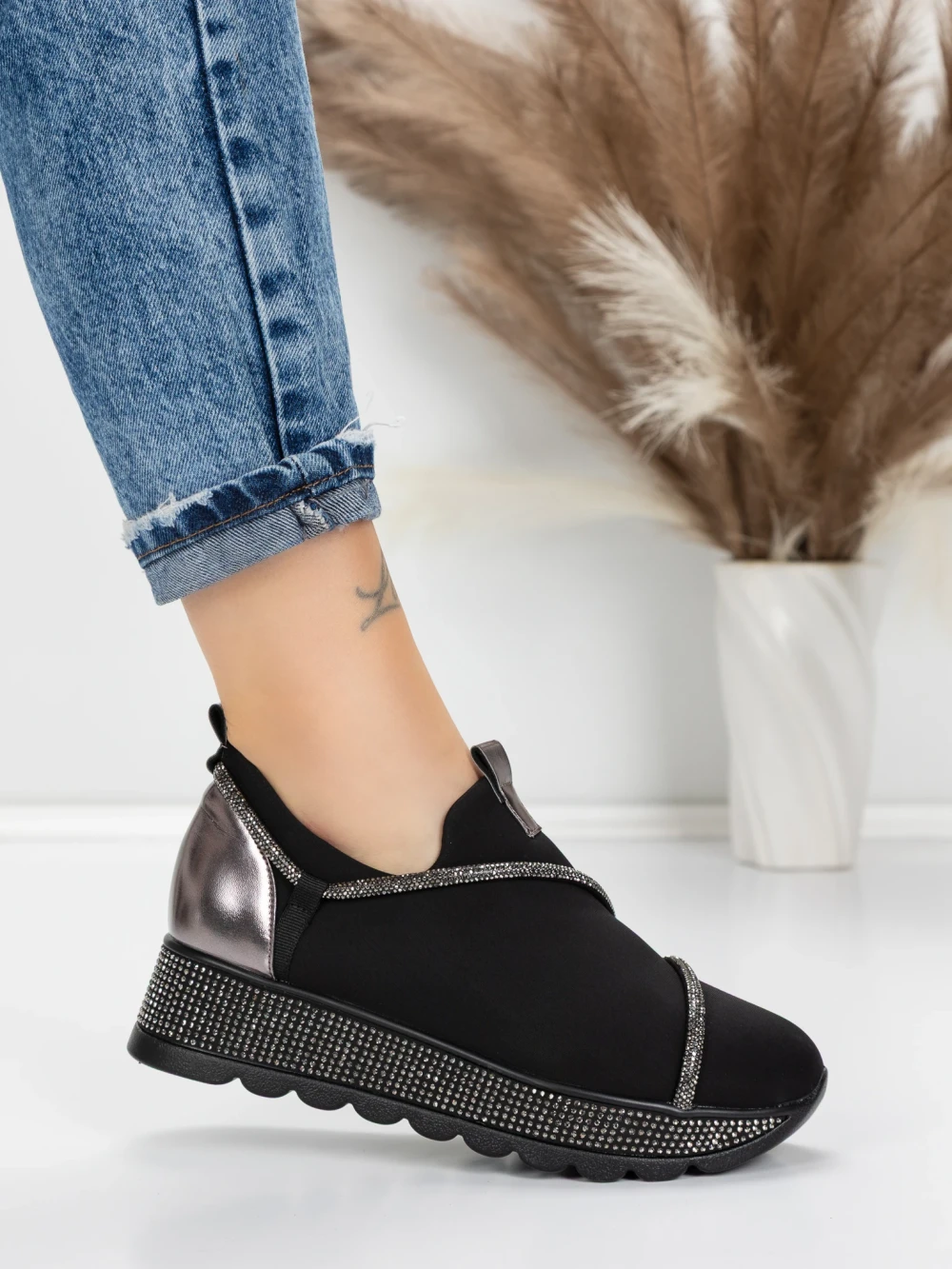 air jordan 1 mid   sneakers high Sneakers Dama 5H62 Negru | Mei