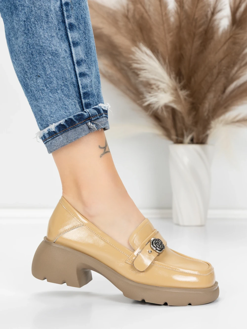 Pantofi Casual Dama din piele naturala 558058-7 Piersica | Advancer