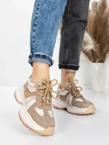 Pantofi Sport Dama din piele naturala HY3393 KHAKI | ADVANCER