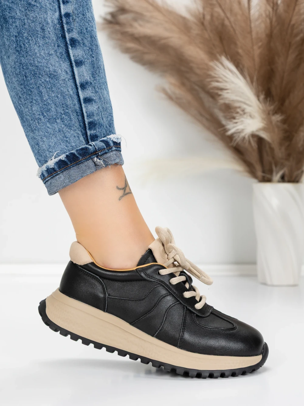 Pantofi Sport Dama din piele naturala 88253 Negru | Advancer