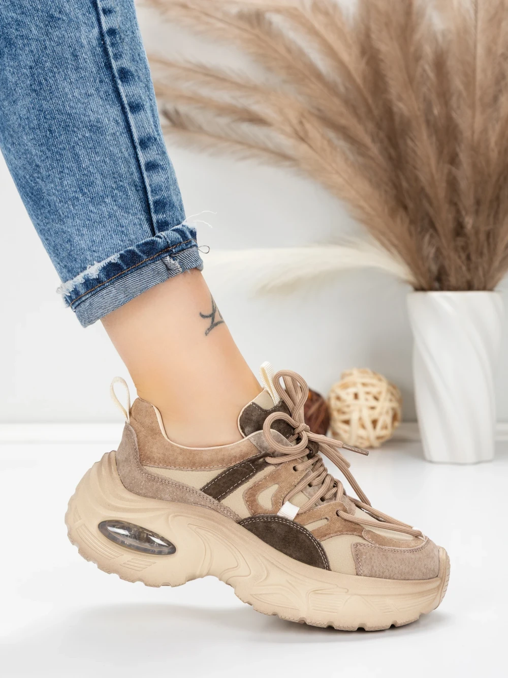 Meimall.ro Pantofi Sport Dama din piele naturala HY2122 Piersica | Franco Gerardo