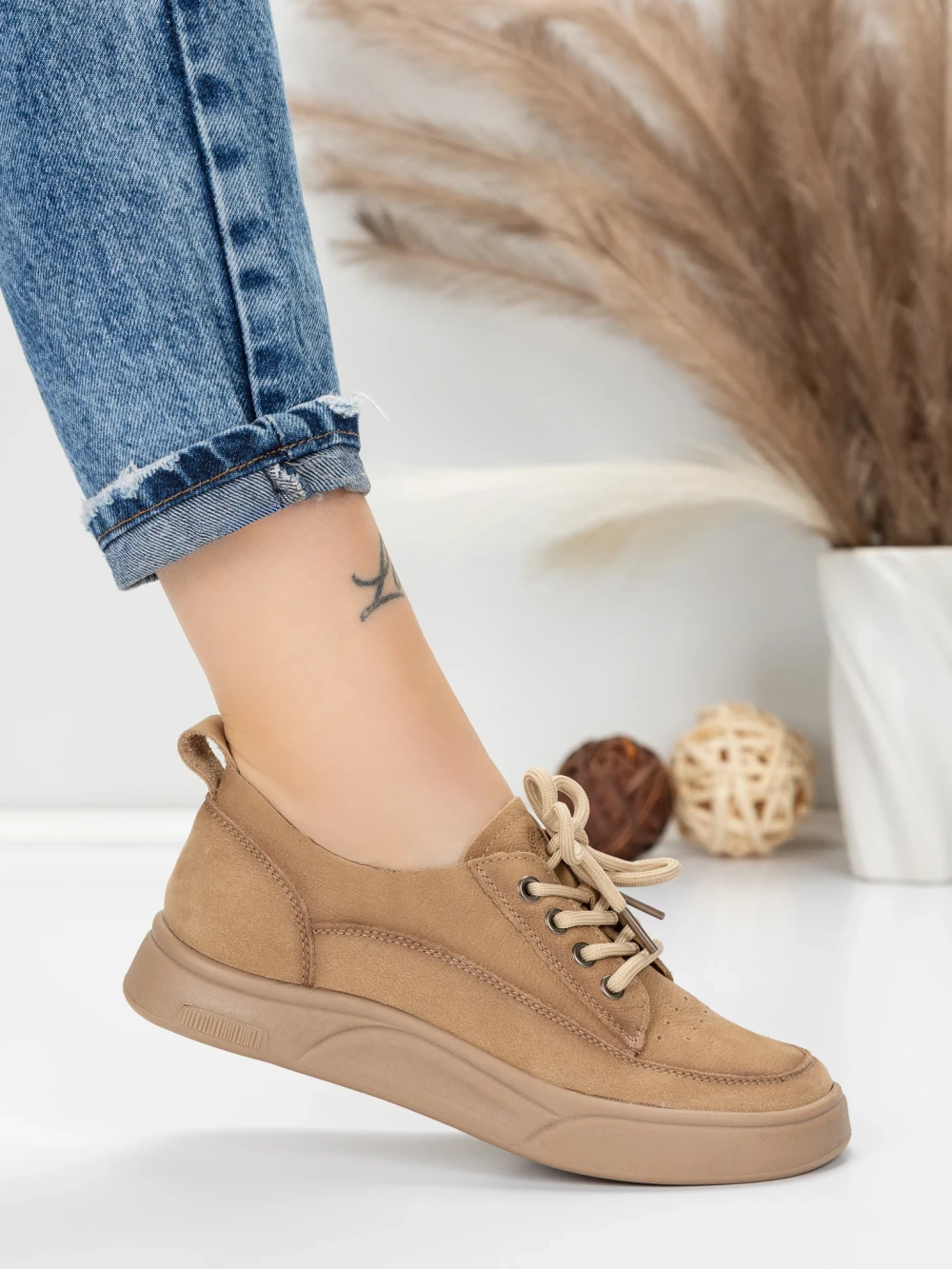 Meimall.ro Pantofi Sport Dama din piele naturala 2535 Kaki | Franco Gerardo