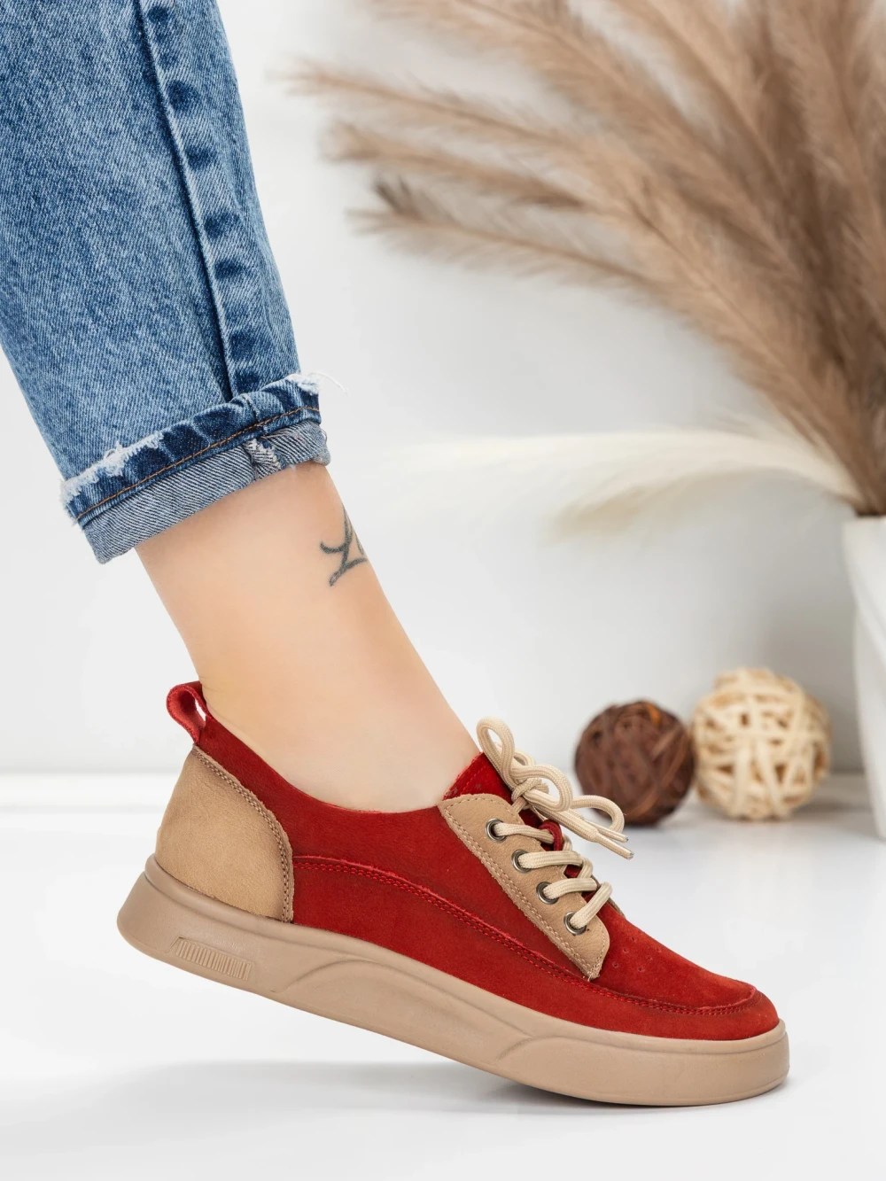 Meimall.ro Pantofi Sport Dama din piele naturala 2535 Rosu | Franco Gerardo