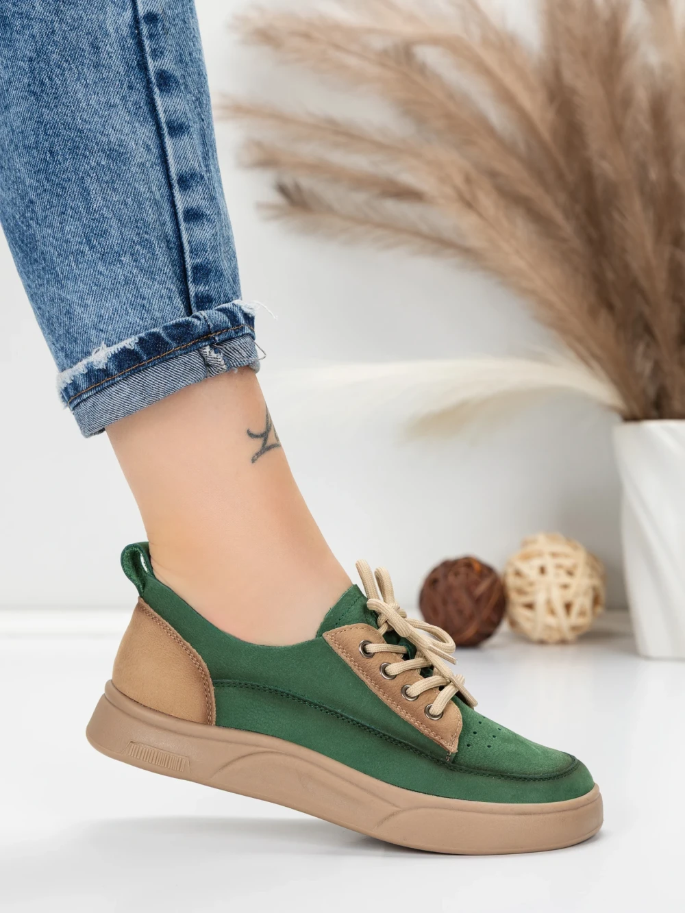 Meimall.ro Pantofi Sport Dama din piele naturala 2535 Verde | Franco Gerardo