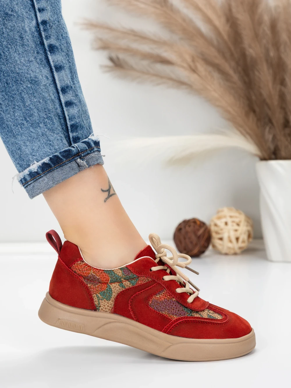 Meimall.ro Pantofi Sport Dama din piele naturala 2536 Rosu | Franco Gerardo