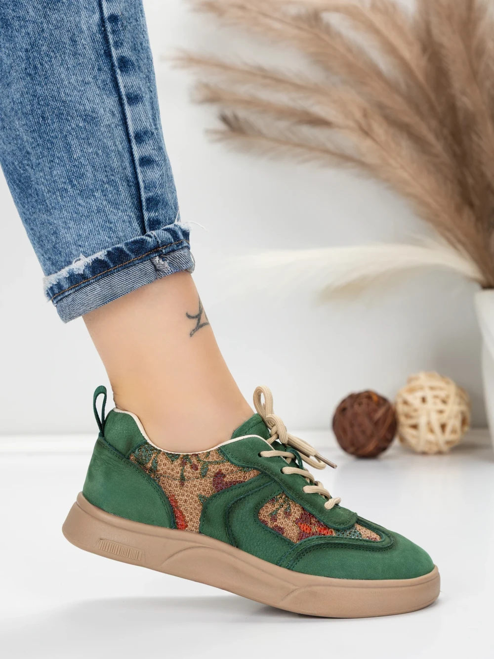 Meimall.ro Pantofi Sport Dama din piele naturala 2536 Verde | Franco Gerardo