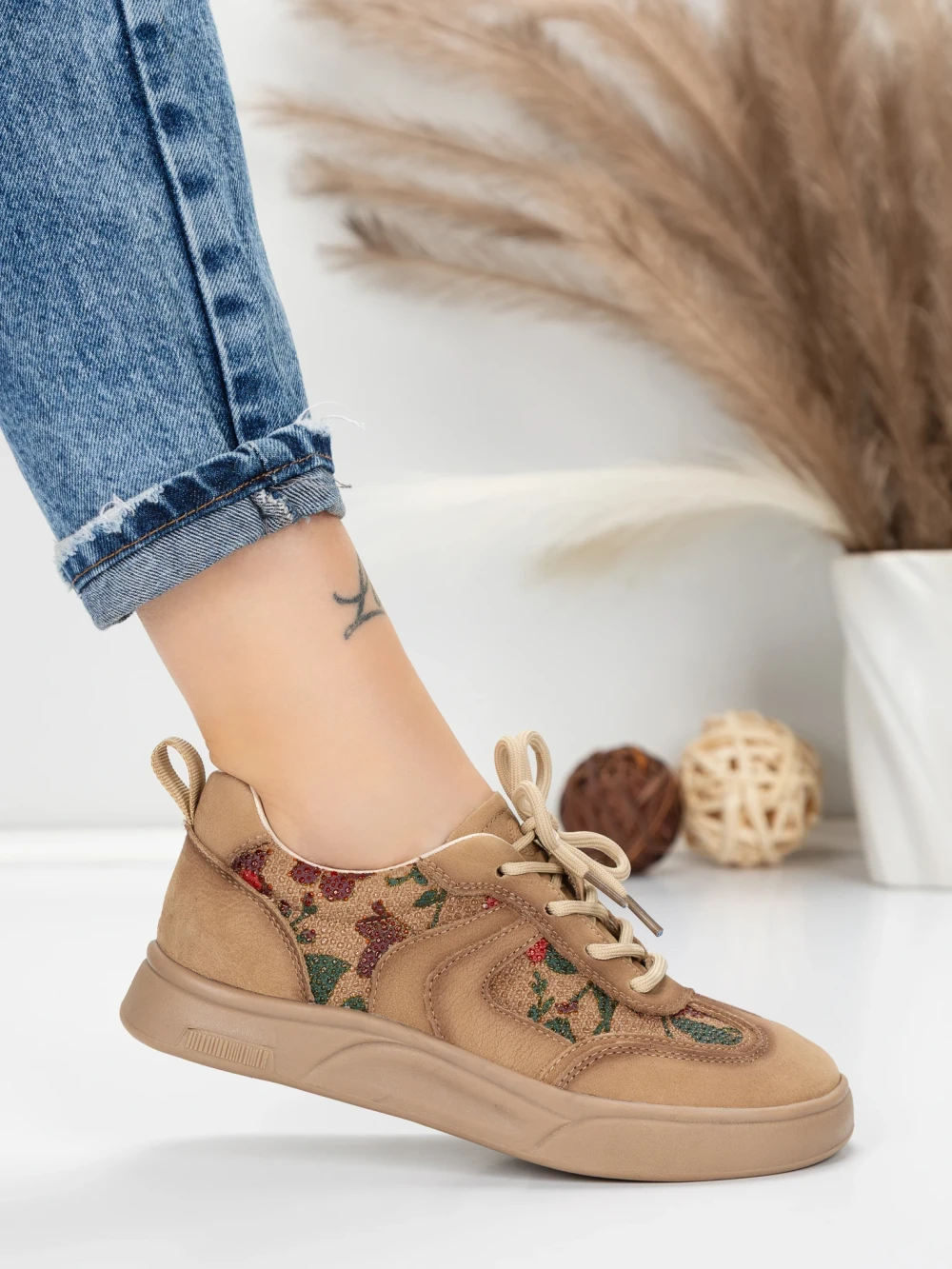 Meimall.ro Pantofi Sport Dama din piele naturala 2536 Kaki | Franco Gerardo