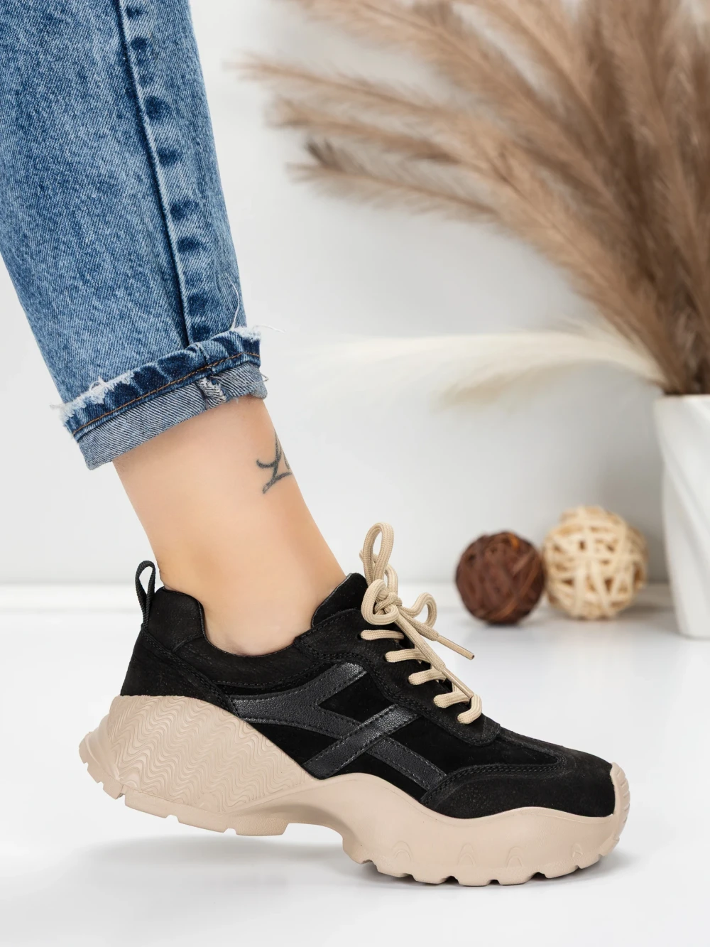 Meimall.ro Pantofi Sport Dama din piele naturala 7109 Negru | Franco Gerardo