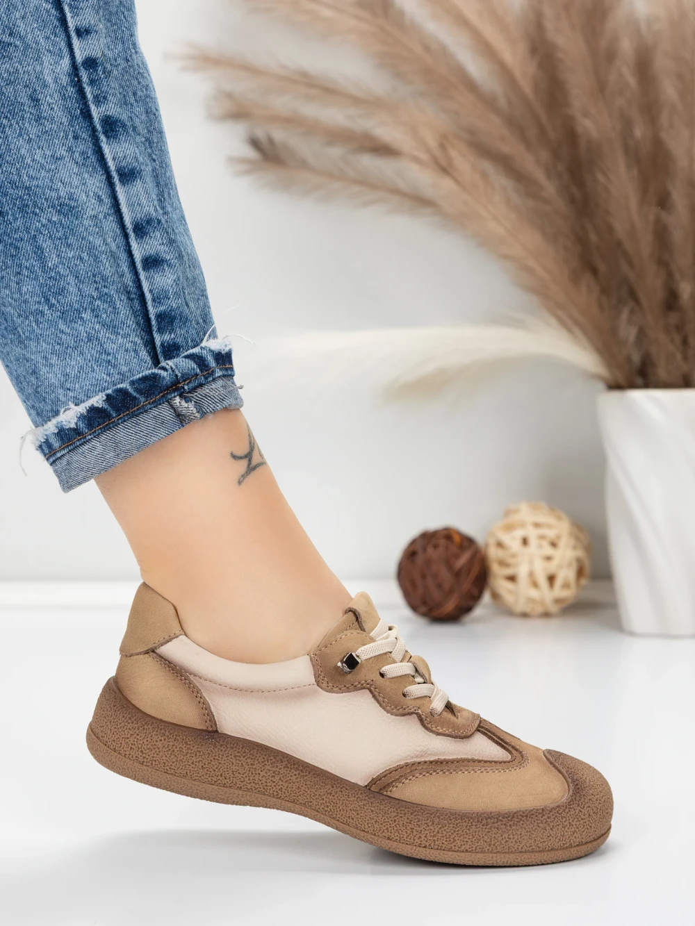 Meimall.ro Pantofi Sport Dama din piele naturala 65852 Piersica | Franco Gerardo