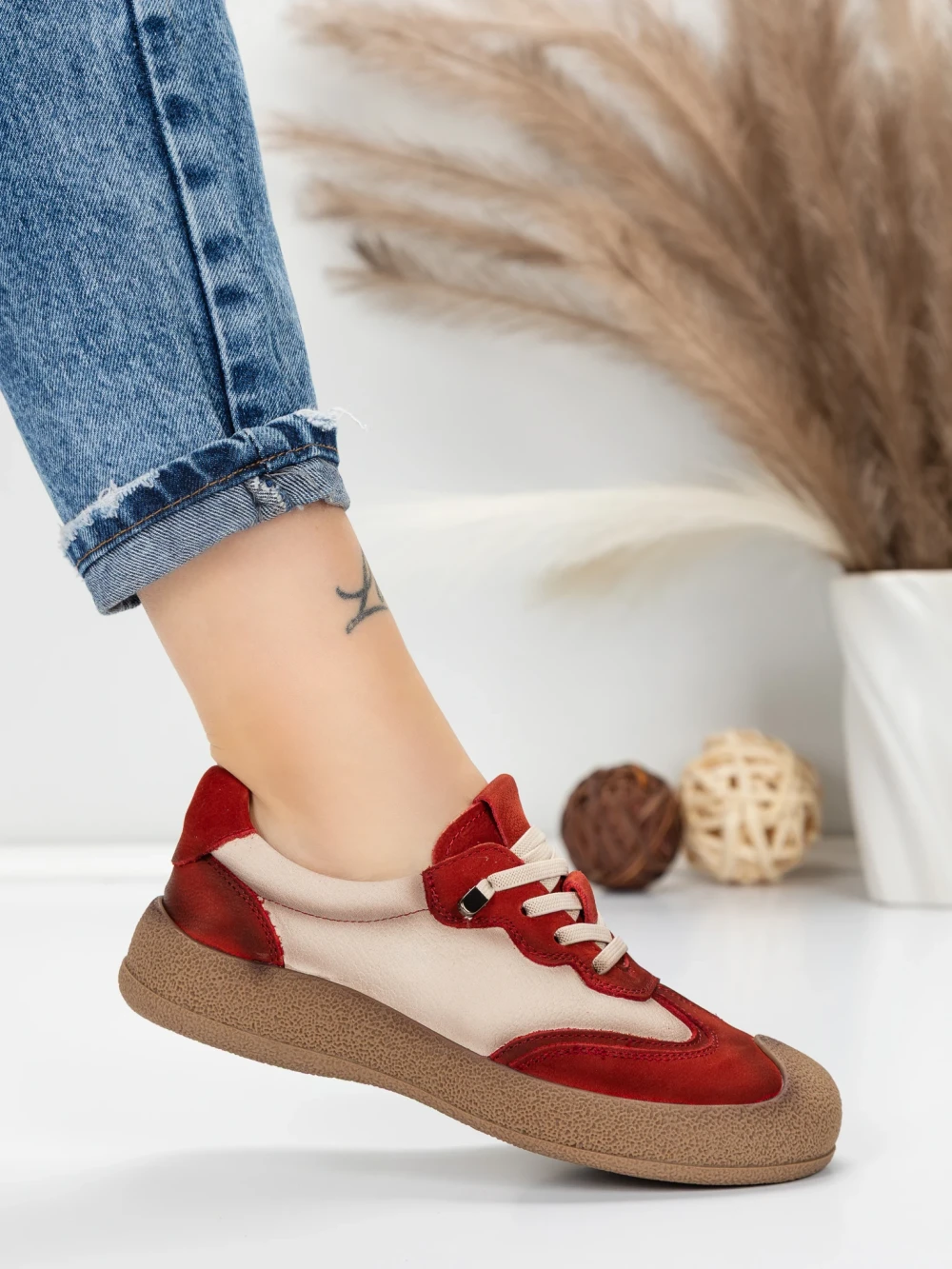 Meimall.ro Pantofi Sport Dama din piele naturala 65852 Rosu | Franco Gerardo