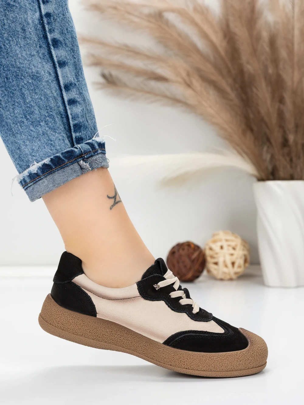 Meimall.ro Pantofi Sport Dama din piele naturala 65852 Negru | Franco Gerardo