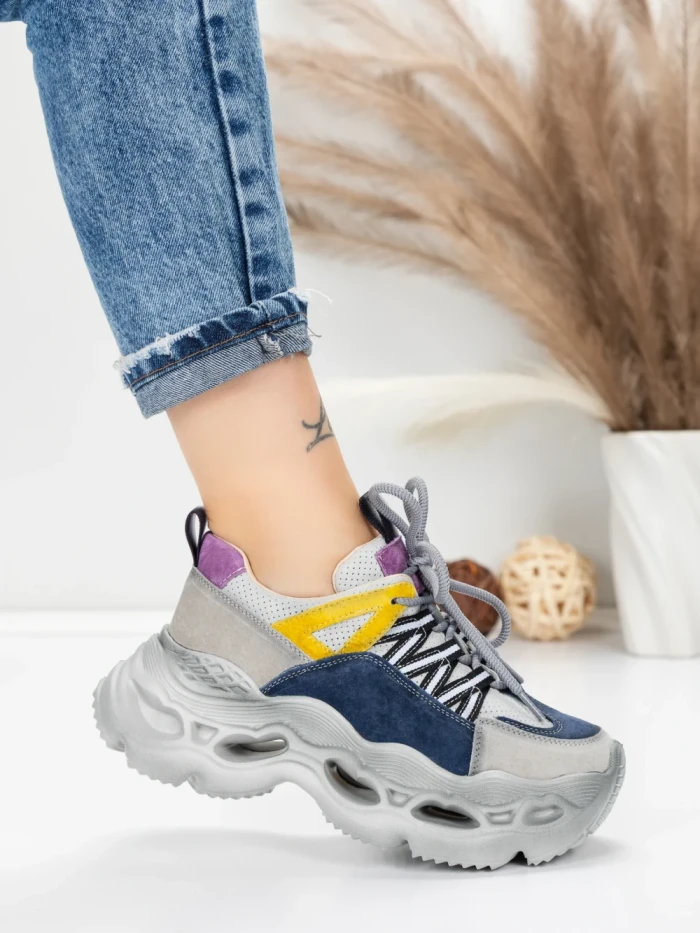 Pantofi Sport Dama din piele naturala HY6383 Albastru  » MeiMall.Ro