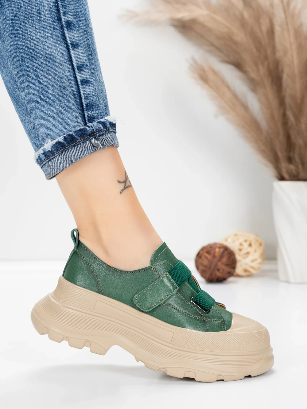 Meimall.ro Pantofi Sport Dama din piele naturala 6806 Verde | Advancer