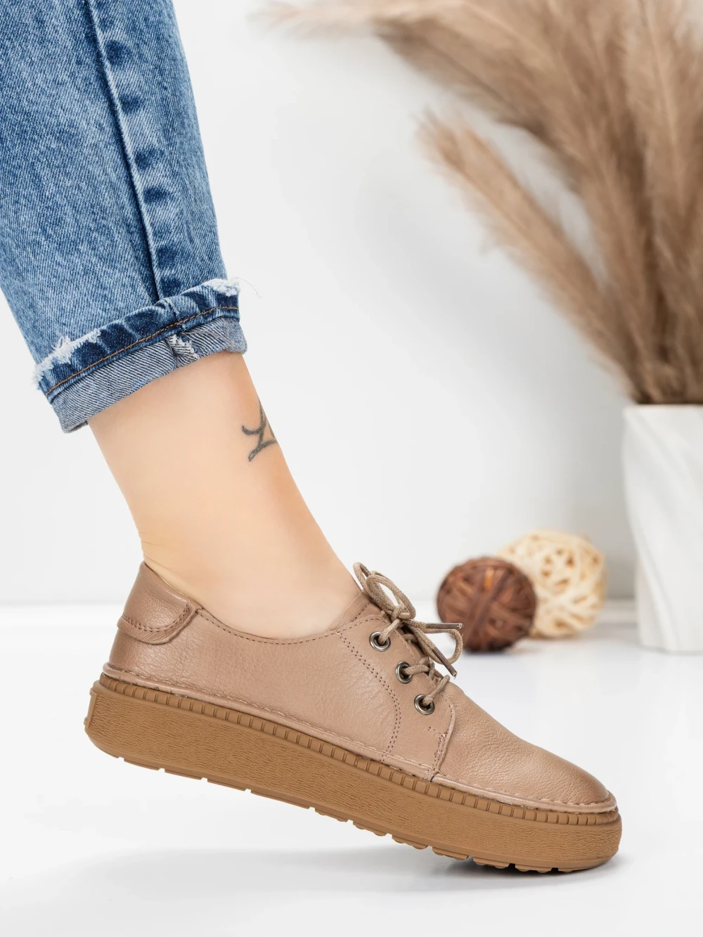 Meimall.ro Pantofi Casual Dama din piele naturala 663 Piersica | Advancer